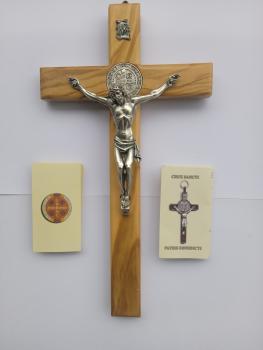 Benedictine cross olive wood 27 X 15 cm